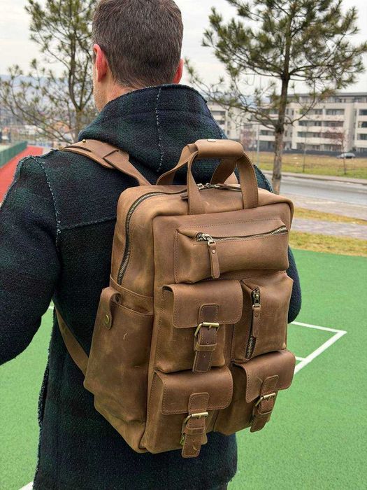 Rucsac din piele. Piele vintage autentică CrazyHorse. Nou