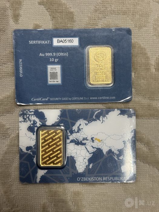 Золотой слиток ЦБ РУз 10 гр (Au 999.9) — на 500 000 сум дешевле банка