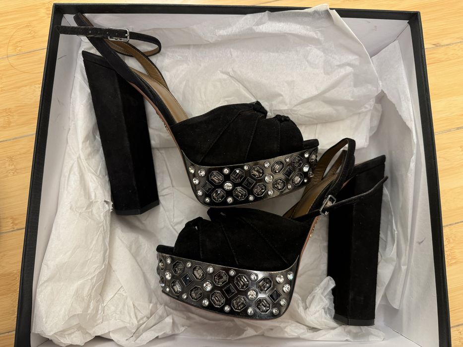 Sandale AQUAZZURA Negre cu Cristale, marime 38.5