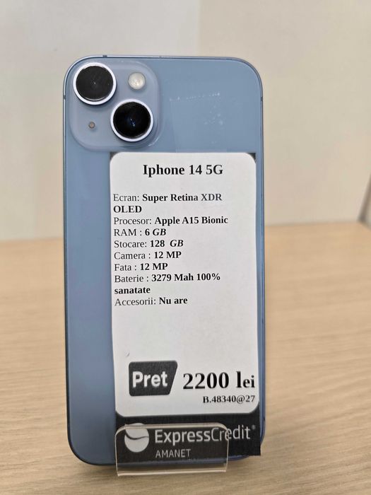 Iphone 14 5G 128GB 100% baterie (ECA27 b.48340)-Garantie 2 ani