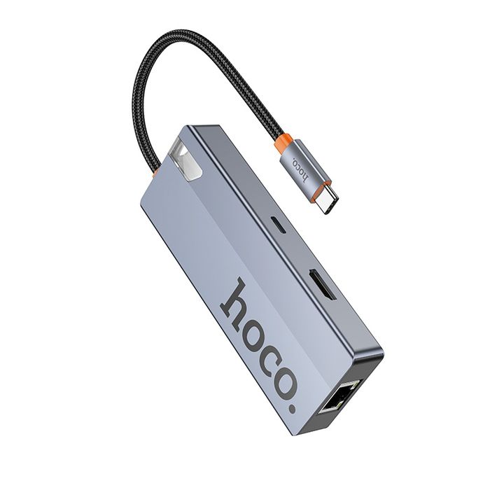 HUB 6 in 1 адаптер Type-C Хаб Hoco HB51 |HDMI+PD+RJ45+USB 3