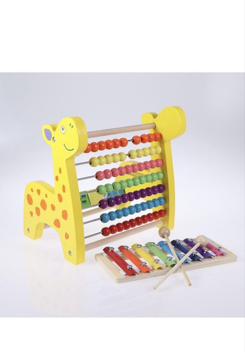 Numaratoare Lemn Girafa - xilofonul si cuburi de lemn Educativa