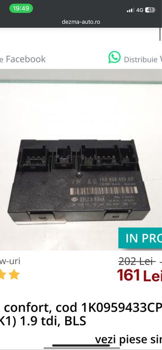 Modul confort, cod 1K0959433CP, Vw Golf 5