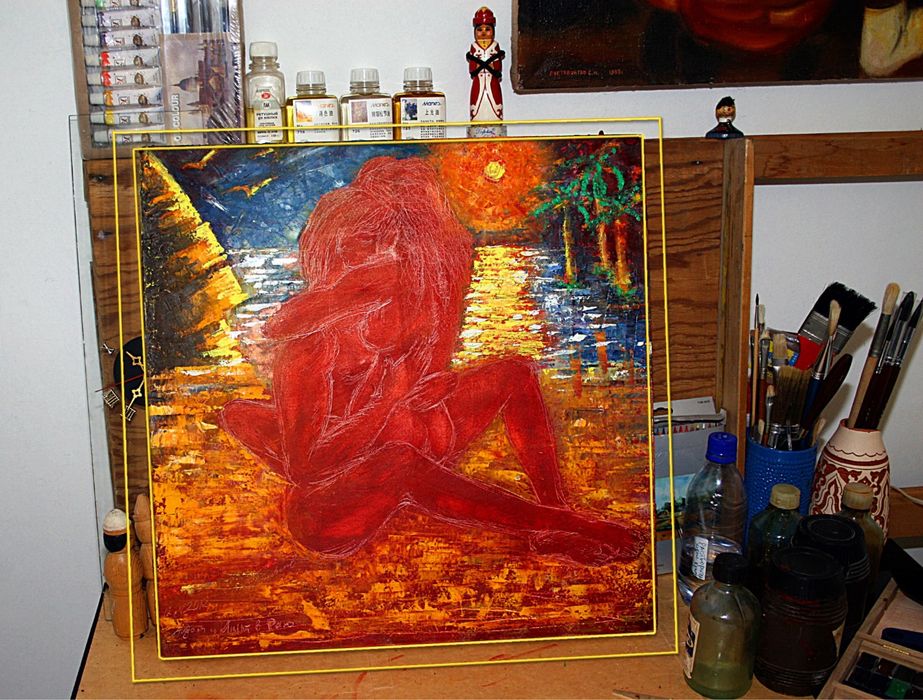 Картина  холст масло в раме