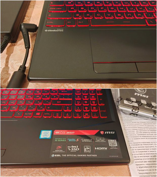 MSI GL63/NVIDIA GTX 1660ti 6GB/Core i7 8750H/16GB RAM/256GB SSD + 1TB