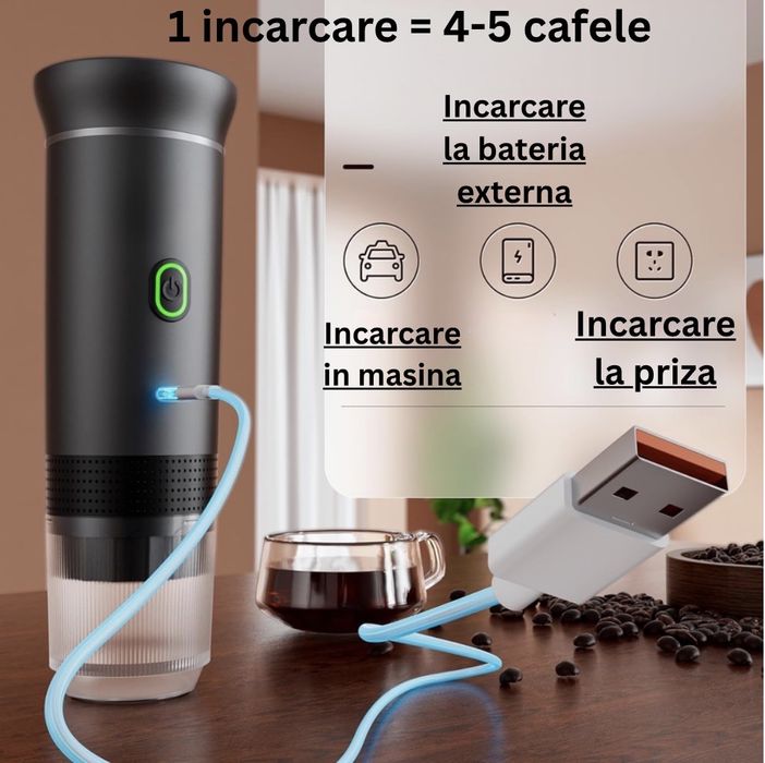 Espressor portabil 3in 1 cu baterie - incalzire automata