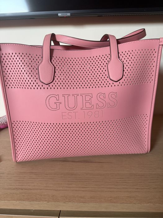 GUESS Дамска чанта розова 40х33х14 см