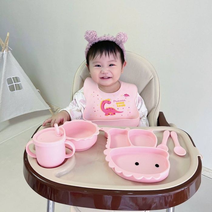 Детская посуда Детская силиконовая присоска Чаша в форме динозавра Наб