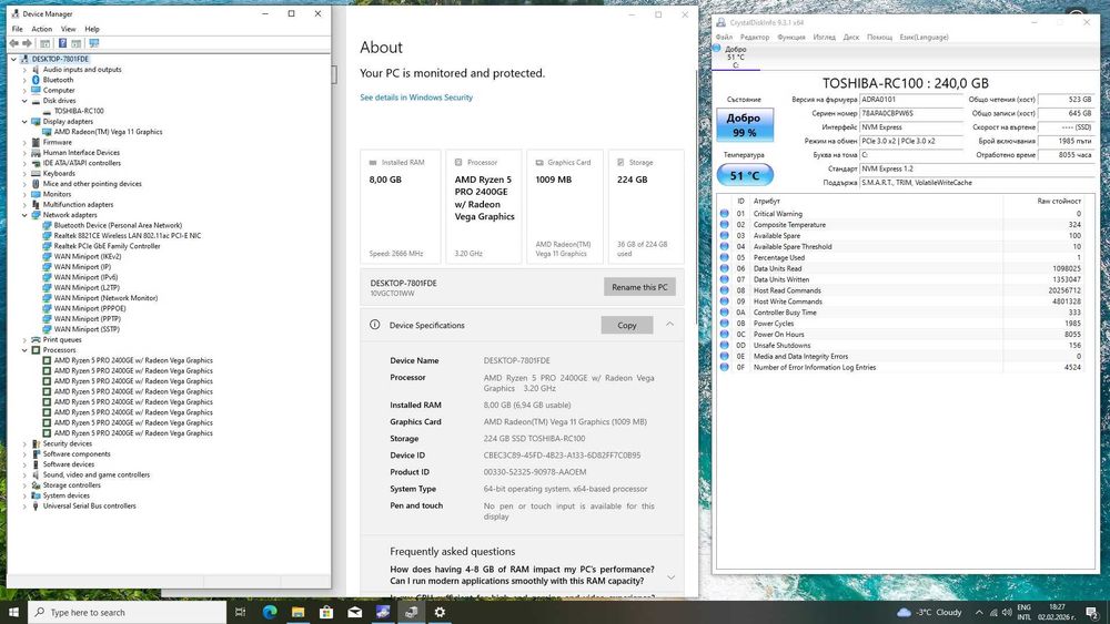 Lenovo ThinkCentre M715q Tiny Desktop AMD Ryzen 5 PRO 2400GE/128GB/8GB