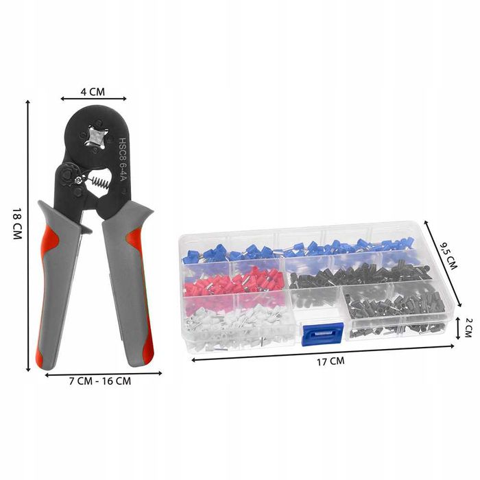 Клещи за кримпване, 180 мм, 0.25-10 кв.мм, BIGSTREN + 500 обувки