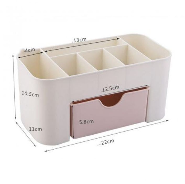 Органайзер за гримове с 6 отделения и 1 чекмедже / Цвят: розов / Разме