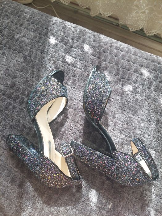 Sandale elegante Mei cu glitter multicolor, mărimea 38