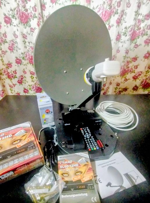 Set antena satelit mobila pentru rulota sau autorulota, 12V sau 230V