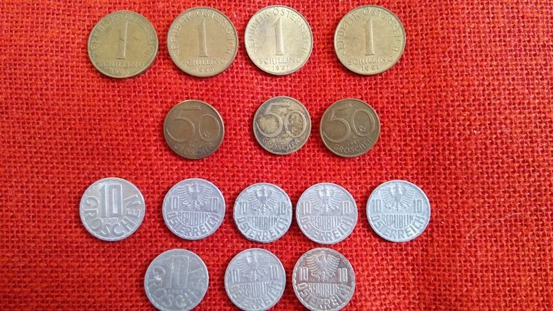 Австрийски монети, 15 броя, емисии от 1962г. до 1993г., много запазени