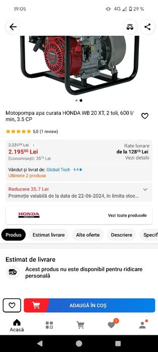 Motopompa apa honda wb20xt