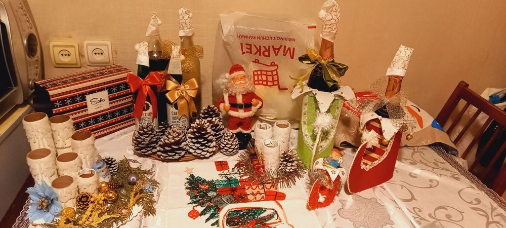 Сапожок для бутылок новогодний