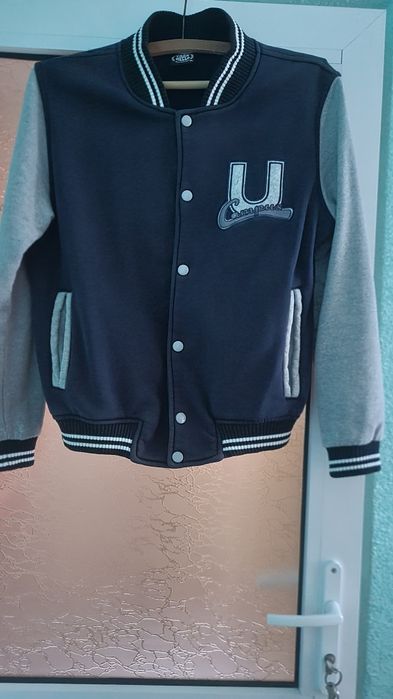 Jacheta colegiu -  albastru marin cu maneci gri