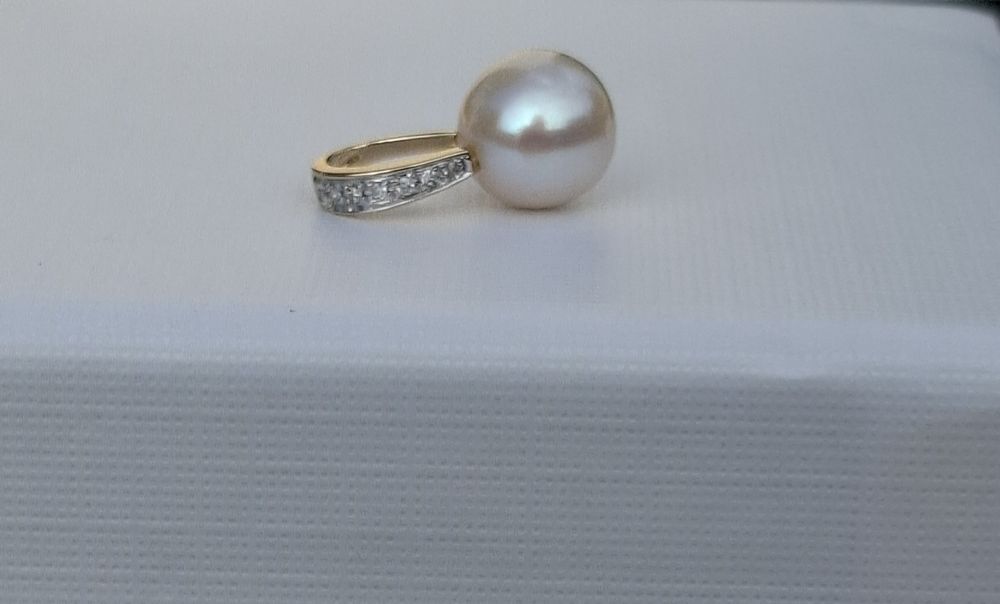 Pandantiv aur 14k diamante si perla de cultura