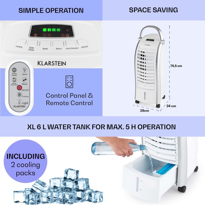 Охладител на въздух Klarstein Maxfresh 6 л 444 m³/ч