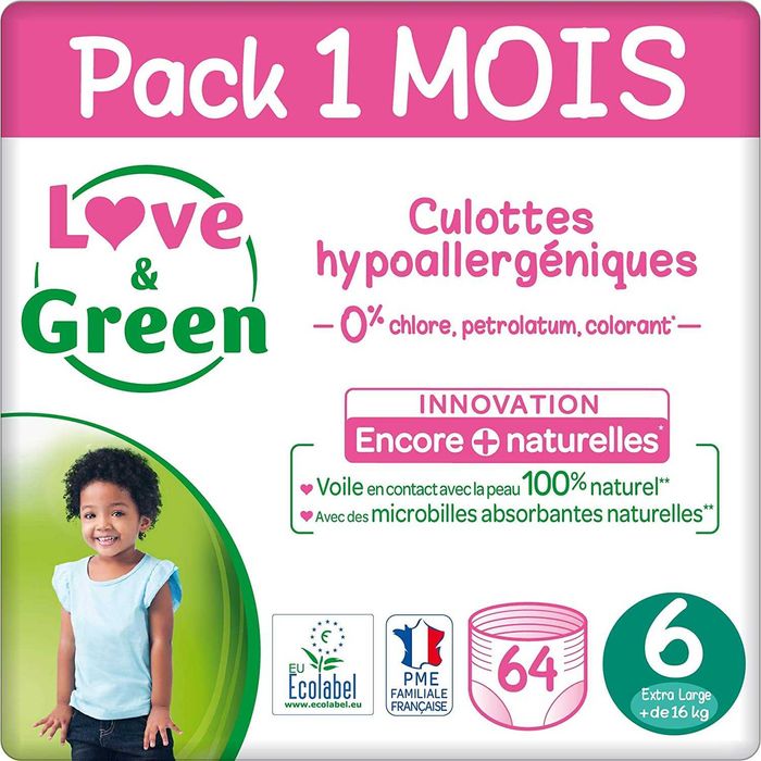 Памперси гащички Love & Green Размер 6 (+16 кг- 64 пелени)