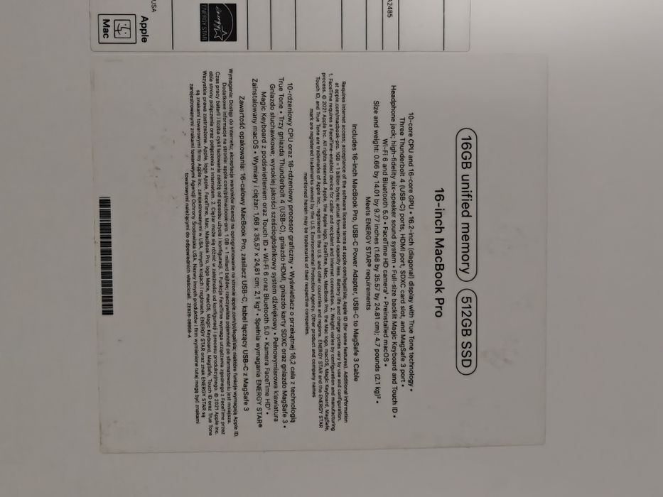 Apple MacBook Pro 16″ 2021, M1 Pro 10 Cores, 16 GB Unified Memory, 512 GB (тъмносив)