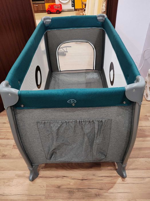 Lionelo Сгъваема бебешка кошара THOMI Turquoise 2 нива