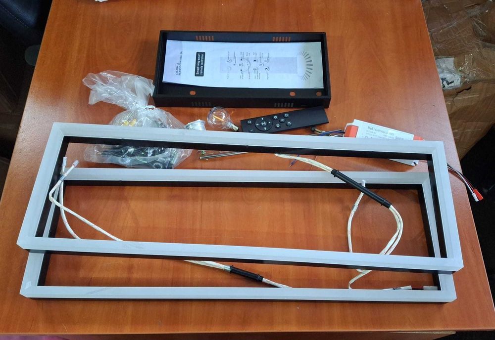 Plafoniera LED moderna, 90 x 50 cm, dimabila, cu telecomanda, neagra