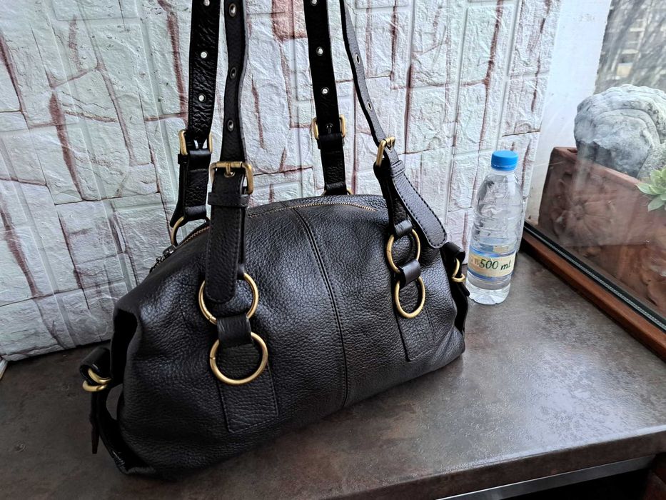 дамска кожена чанта в кафяво -естествена кожа,DOCA