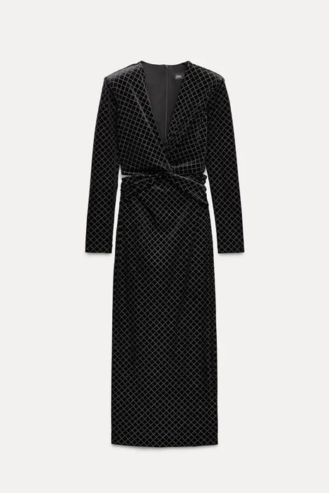 Кадифена рокля с блясък Зара