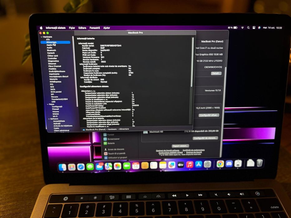 MacBookPro 14,2 13 Inch i7 16Gb RAM 256GB