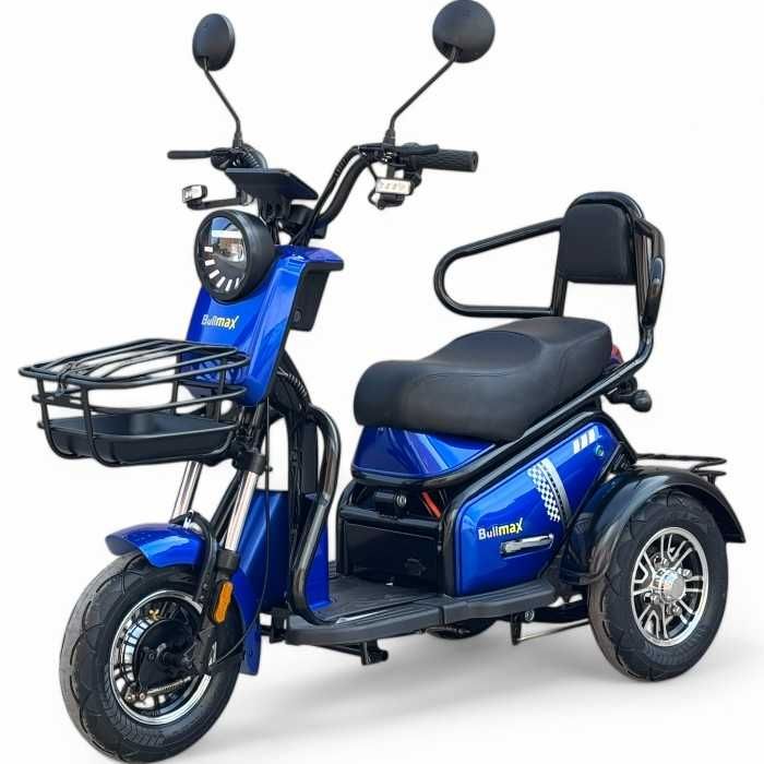 Двуместна електрическа триколка PUDDING 1800W, Черна, Крачна спирачк