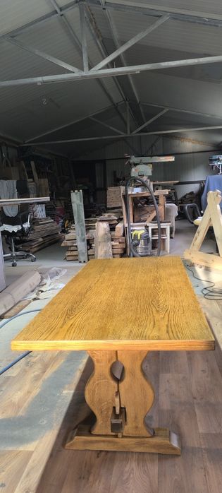 Măsuță cafea stejar masiv, design olandez anii '60  recondiționată 130x60x45cm