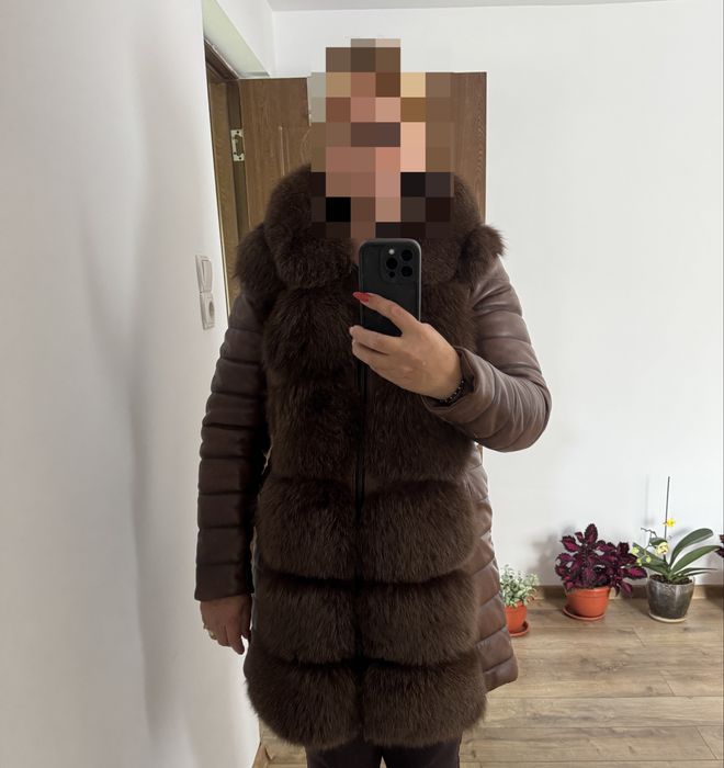 Vind haina din piele cu blana naturala !