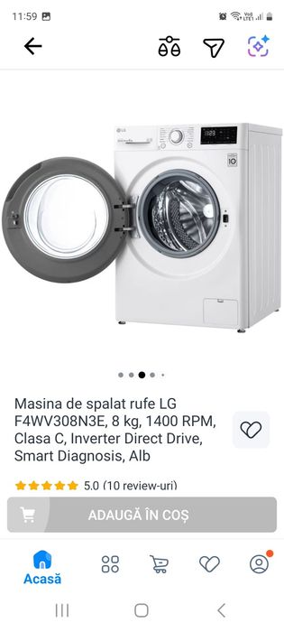 Mașina spălat LG F4WV308N3E nouă!