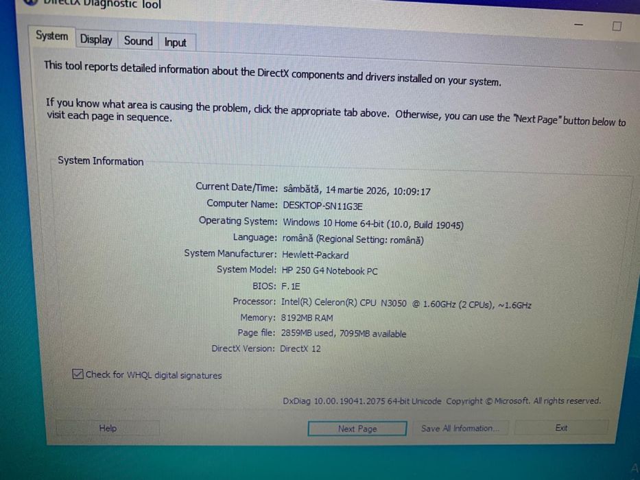 Vand laptop HP in stare buna de funționare
