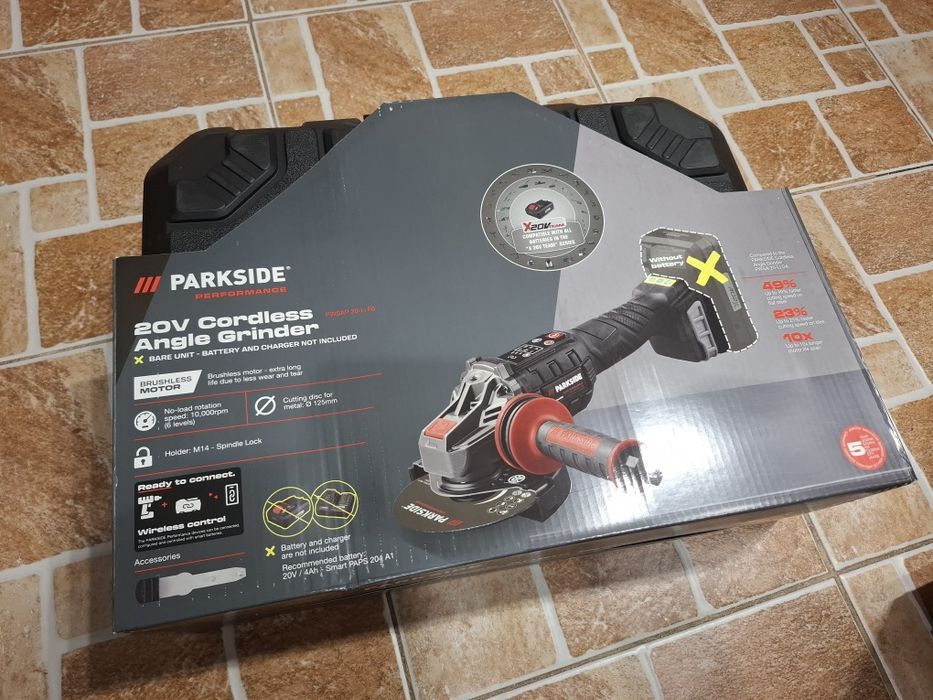 Чисто Нов! Акумулаторен ъглошлайф Parkside  performance 20V Ф125