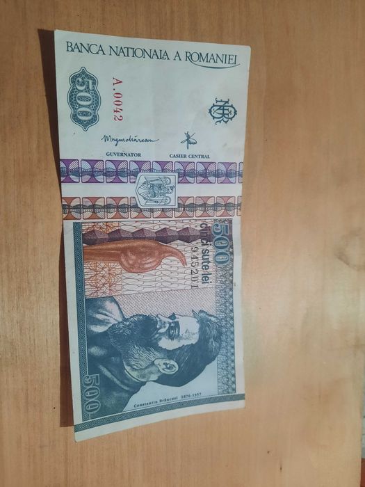 Vand bangnota 500lei constantin brancus 1992 seria A