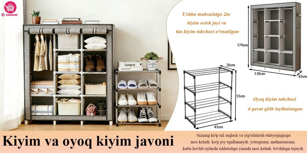 Uy uchun ko'p funksiyali shkaf+poyabzal javoni