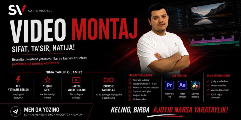 Video Montajor Xizmati 24/7