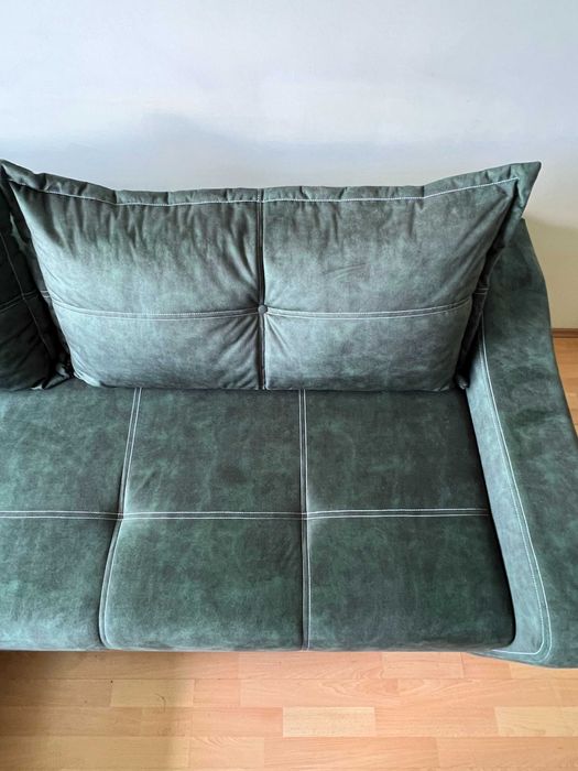 Coltar extensibil catifea verde inchis pentru living