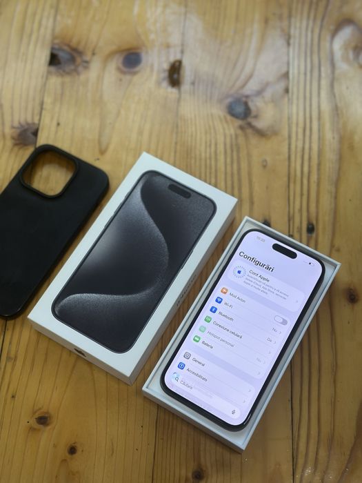 iPhone 15 Pro Black ca nou stare noua 128 GB 93% baterie full box + husa