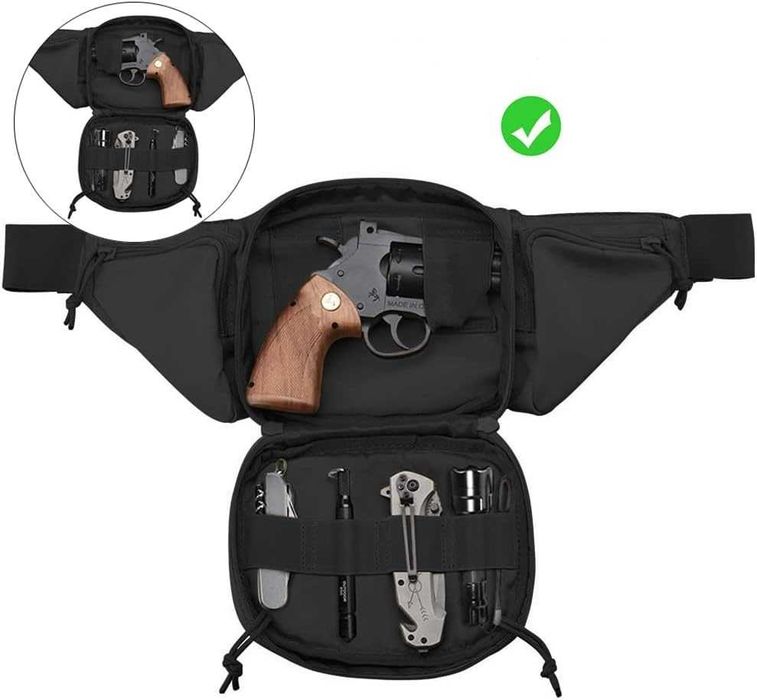 Тактическа Чанта за Кръста MOLLE Водоустойчива + 2 Нашивки и Карабинер