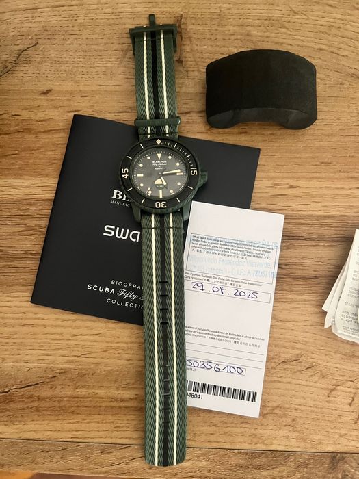 Часовник Swatch x blancpain scuba green limited