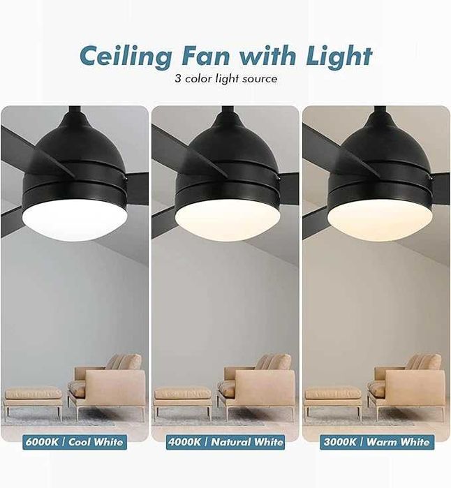 Лед полилей вентилатор с дистанционно черен, венге