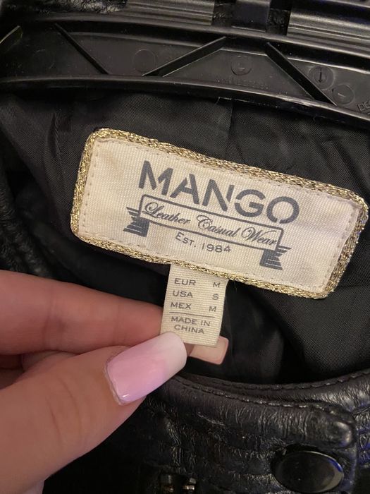 Geaca de piele Mango neagra