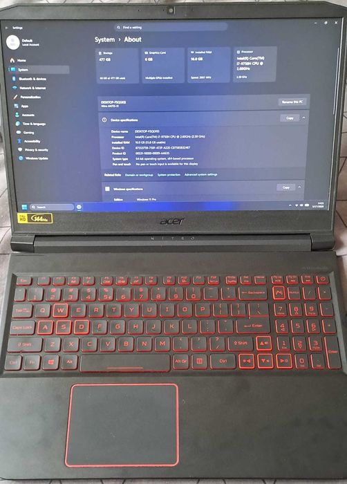 Laptop Gaming Acer Nitro 7 AN715-51-78BL
