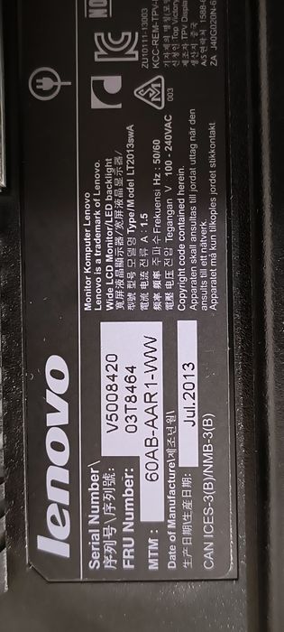 Monitor Lenovo LT 2013s Wide 20" VGA