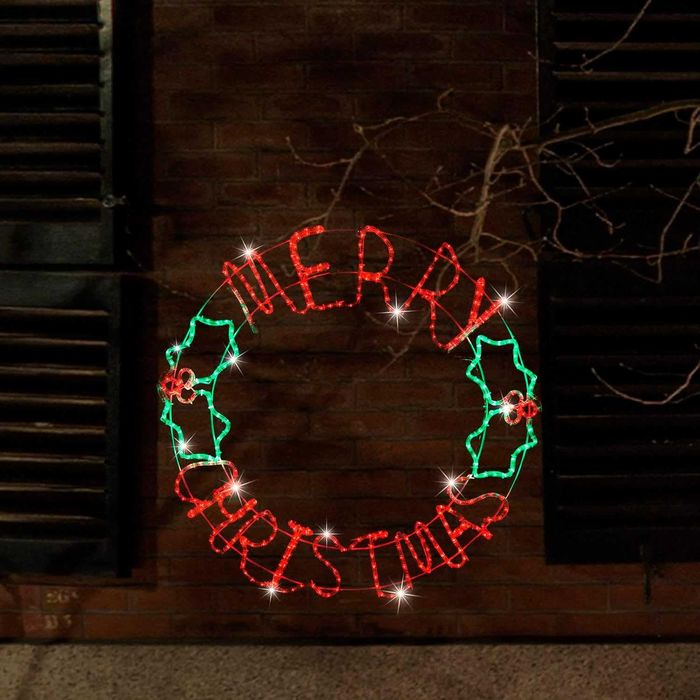 Лед Led светлинен надпис кръгла Весела коледа Merry Christmas