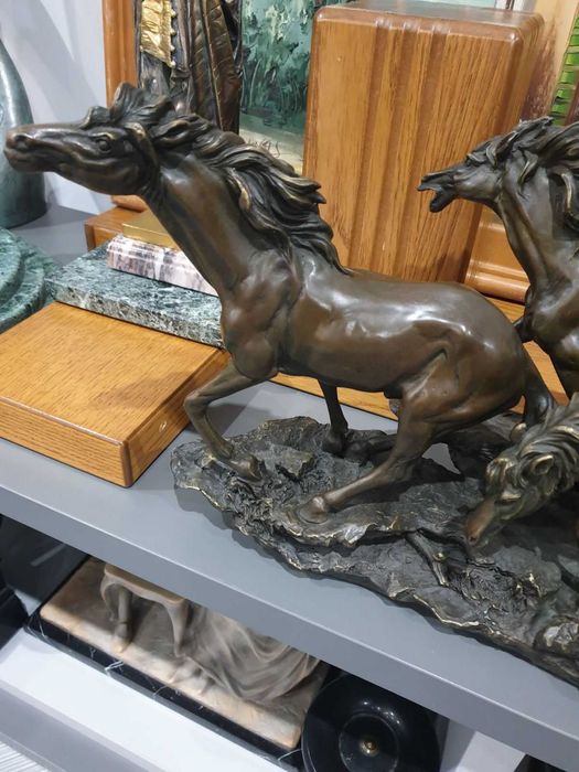 146см-33кг бронзова фигура-композиция/скулптура стадо коне/8 коня