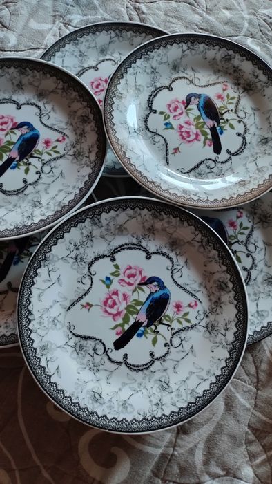 Сервиз за торта от 8 части Apricot, Фин китайски порцелан, Рози